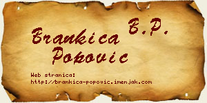 Brankica Popović vizit kartica